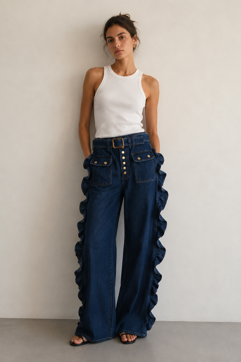 Ruffle jeans